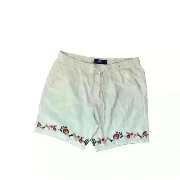 Hollister Pants - Linen Blend Floral Embroidered Shorts, Hollister